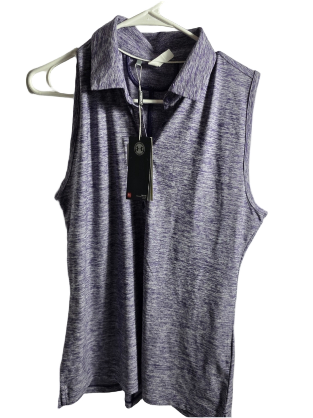 Women's Under Armour HeatGear Sleeveless Golf Polo Shirt, Large, Purple/White